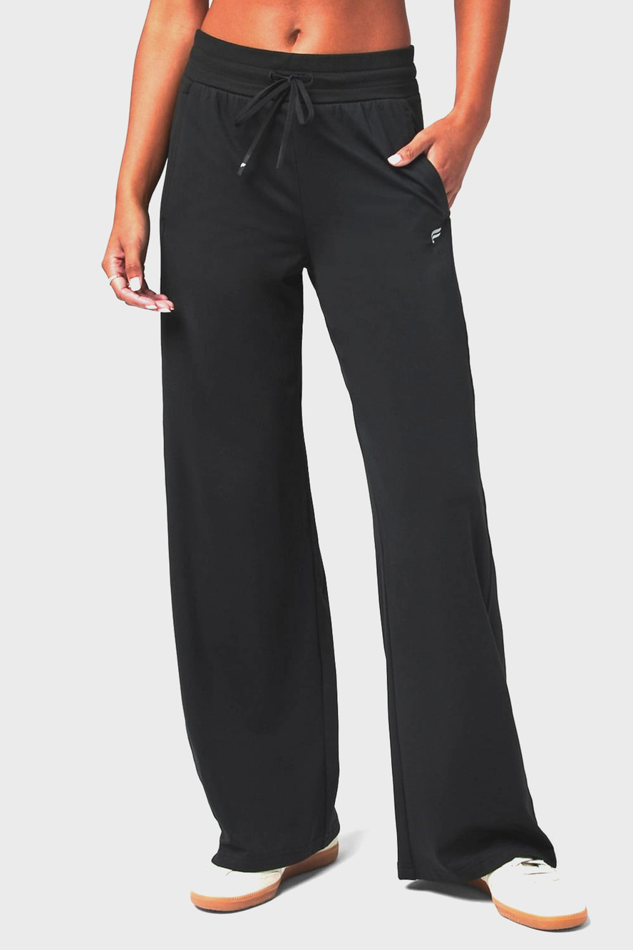 FABLETICS CLOUD Jersey Wide Leg Pants WOMEN Sz XXS (0/2) Black NWT